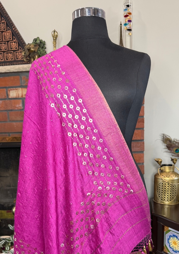 Magenta Gold Moonga Banarasi Dupatta
